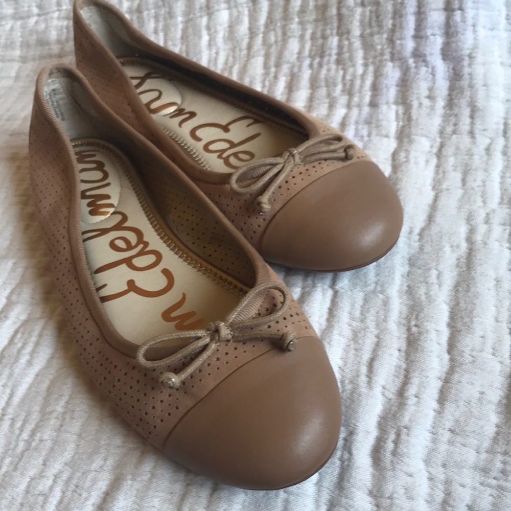 Sam Edelman tan suede and leather ballerina flats